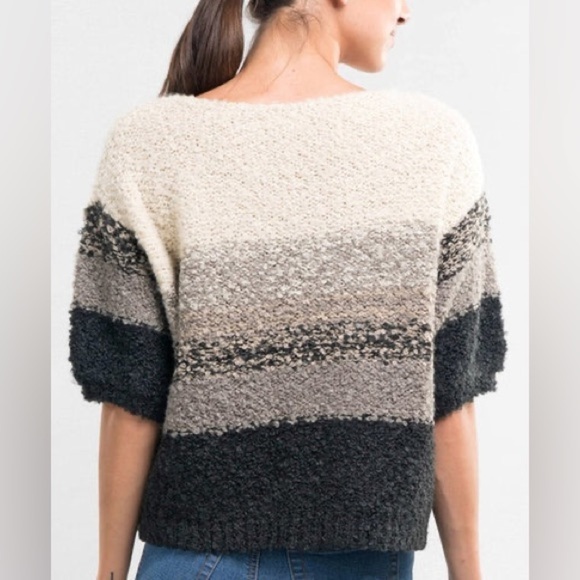 Lovestitch lesley cropped bubble sleeve striped sweater | S/M - Picture 15 of 16